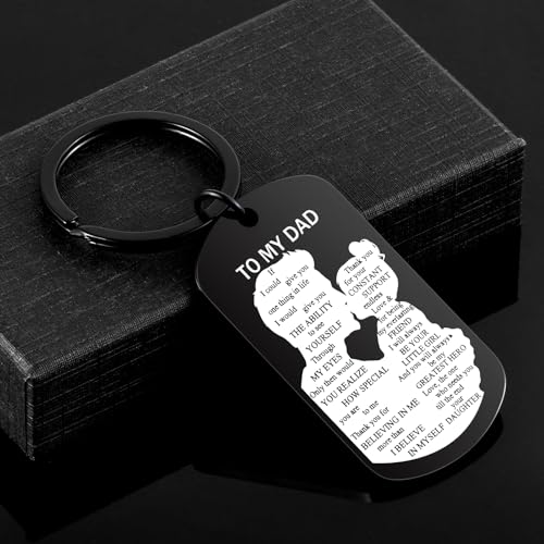 Fathers Day Dad Gifts from Daughter Dads Birthday Gift Dads Christmas Stocking Stuffers Keychain Present for Dad (Black) - Image 4