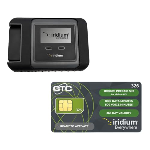 Iridium GO! Satellite Wi-Fi Hotspot + 1000 Data & 500 Voice Minutes | 365-Day Validity | Global Coverage | Voice & Data | Rugged Design