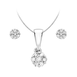 Carissima Gold dames sieradenset 9 karaat (375) witgoud diamant 460 mm 5.45.2994