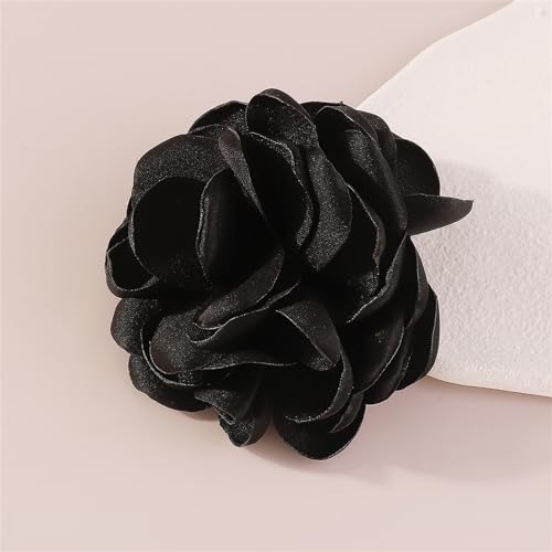 Image of Handmade Satin Fabric Rose Flower Extra Large Big Brooches Lapel Pins for Women Elegant Vintage Big Camellia Flower Brooch Pin for Women Girls Wedding Part Dance Dress Suit Clothes Accessories Jewelry Gifts