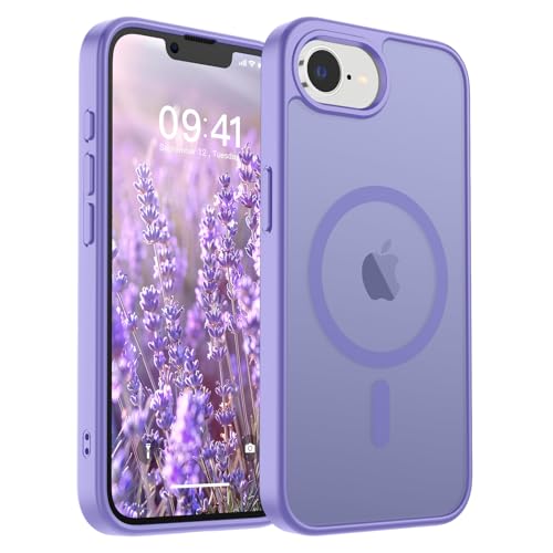 Image of SUPFINE Magnetic for iPhone 17e Case /iPhone 16e Case (Compatible with MagSafe) (Military Grade Drop Protection) Slim Translucent Matte Shockproof with Anti-Fingerprint Phone Case,Purple