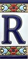 House letters 3 inch. Handpainted house letter tiles for signs, addresses and names. Address numbers for houses. House address numbers and letters. Design Design FLORES MINI 2,87" x 1,38" (LETTER R)