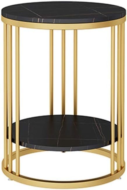 Image of NEST NATURE HAVEN Round Side Table Corner End Table for Living Room Bedside Mid Century Modern Coffee Table or Circle Accent Table for Small Spaces Metal Nightstand (Golden and Black)