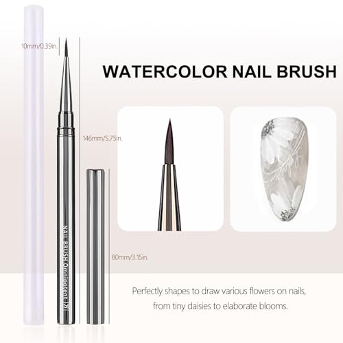 HYWWPFLAY 3Pcs Nail Art Brushes Set for Flower Petal Butterfly Drawing, 3D Gel Acrylic Nail Brush, Fine Liner Nails Design Tool, Professional Watercolor Painting Pen for Manicure DIY Salon