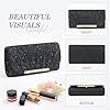 Fjquamitix Pochette pour femme, élégante pochette de soirée avec chaîne amovible, paillettes, pour mariage, bal, fête, sac à main glamour spacieux avec chaîne bandoulière, Noir , 20cm*5.5cm*10cm/7.9 #3