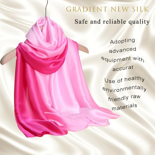 ZMC Long Silk Feeling Scarf,Smooth Gradient Scarf Stripe Lightweight Sun-proof Shawl Wrap Headscarf for Women Spring Summer2