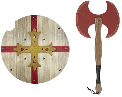 GERILEO Mittelalterliches Spielzeug Schild und Axt aus Holz - Spielzeug für Jungen und Mädchen - Spielzeug für Kinder, Mittelalterliche Kostüme, Vikinger, Ritter, Thor, Ragnar, Ritter (Rot) GERILEO Mittelalterliches Spielzeug Schild und Axt aus Holz - Spielzeug für Jungen und Mädchen - Spielzeug für Kinder, Mittelalterliche Kostüme, Vikinger, Ritter, Thor, Ragnar, Ritter (Rot)