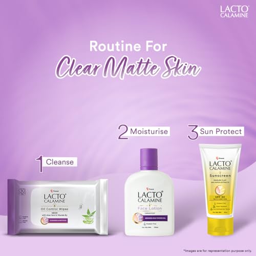 Image of Lacto Calamine Oil Control Face Wipes 30N each- Pack of 9 | Makeup Remover Wipes | Wet Tissue for Face With Neem, Aloe Vera & Niacinamide | Wet Wipes for Women & Men | Pararben & Alcohol Free