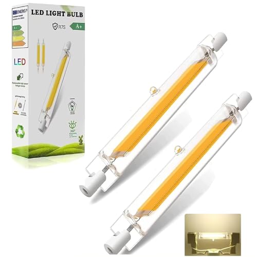 Image of R7s LED Bulb 78mm Dimmable, 10W R7s LED Bulb Equivalent J78 100W Halogen, Natural White 4000K 1000LM, Flicker-Free 360° Light Angle, Energy Saving Linear Floodlight Bulbs Indoor Outdoor 2 Pack