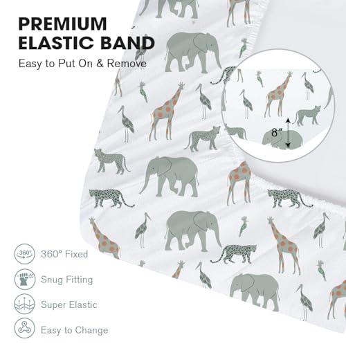 Image of Little Grape Land Crib Sheets 4 Pack for Boys and Girls, Baby Neutral Crib Fitted Sheets for Standard Crib & Toddler Mattress, Super Soft Breathable Fitted Crib Sheet Set, Safari & Squirrel