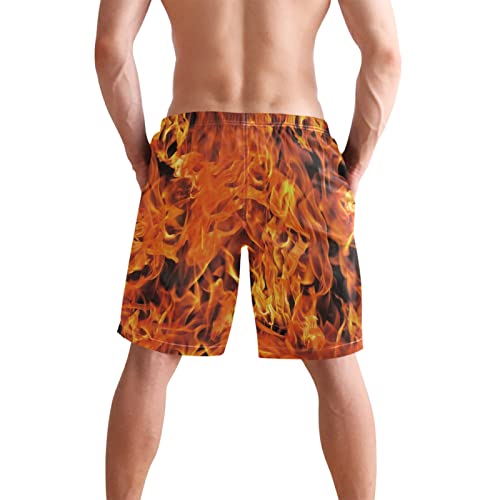 Men's Fire Flame Swim Trunks, Quick Dry Beach Board Shorts with Mesh Lining and Pockets3