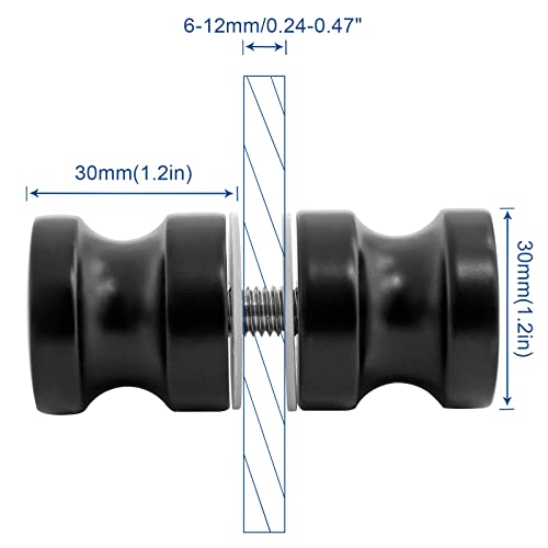 Unlorspy 2 Set Double Sided Shower Glass Door Knobs Solid Aluminum Alloy Back-To-Back Shower Door Knobs Bathroom Door Handle Knob For Glass Door (2.48" Height, Black) #TOP2
