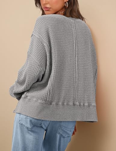 PRETTYGARDEN Oversized Sweatshirt for Women 2025 Fashion Crewneck Long Sleeve Pullover Waffle Knit Tops Fall Trendy Clothes