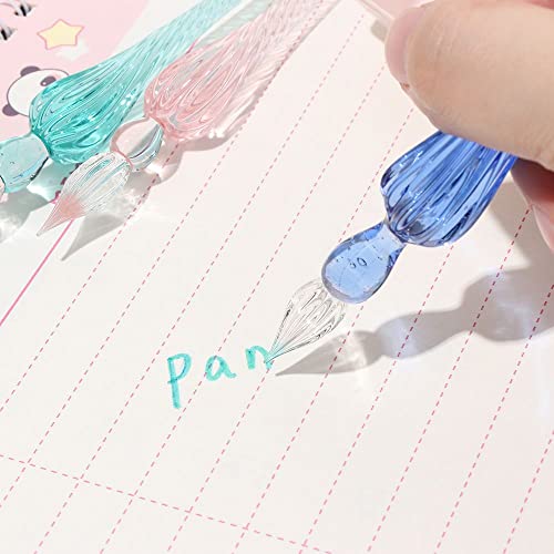 9Pcs Handmade Glass Dip Pen Crystal Glass Signature Pen Calligraphy Glass Pen Vintage Dip Ink Pen For Writing Drawing Signatures Calligraphy #TOP2