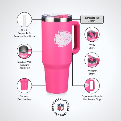 Image of The Memory Company Officially Licensed NFL - Kansas City Chiefs 40oz Pink Game Day Tumbler with Team Logo
