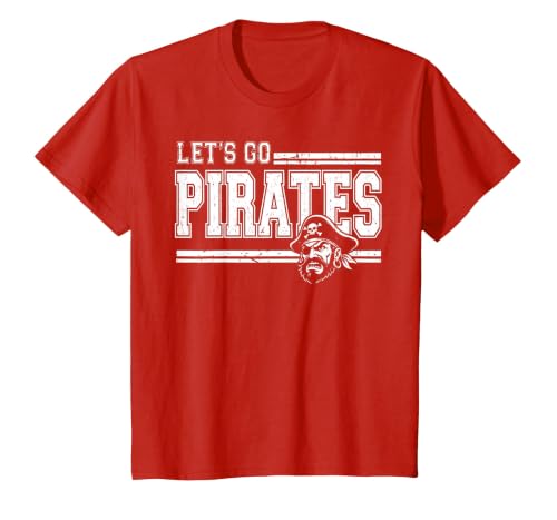 Pirates School Sports Fan Team Spirit Vintage T-Shirt, Youth, Red, 4T