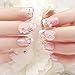 Produktbild NYJNN Künstliche Nägel Schöne damen gefälschte nägel 24 stück 3d strass blume perle dekoration tipps rosa lange falsche nägel full cover künstliche nägel