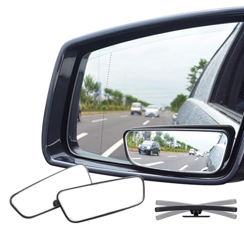 Ampper Rectángulo Espejo Punto Ciego, HD Carcasa de cristal ABS Convexo Gran Angular Espejo Retrovisor Punto Ciego para Coche SUV y Camión (Enmarcado, Pack de 2)