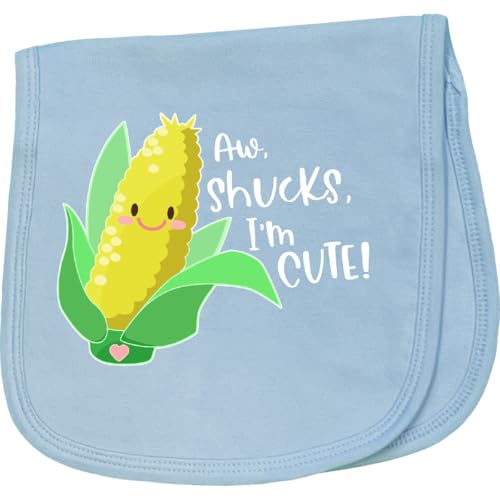inktastic Aw, Shucks, I'm Cute Corn Humor Baby Burp Cloth Light Blue 3ab26
