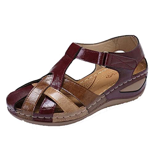NUSGEAR 2023 Chanclas Mujer Moda Ortopedicas Comodas Casual Soporte del Arco Playa Verano Piscina Ligera Sandalias Cerrada Plataforma Retro Antideslizante Talla grande Goma Suela