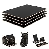 Creatorally 4 Stück Vorgefärbte Sperrholzplatten 3mm, 297x210mm Farbig & Laserfreundlich für Gravur, Schneiden, Modellbau & DIY Bastelprojekte (Schwarz)