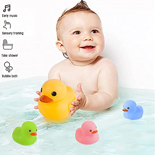 Bath Duck Toys 4Pcs Family Rubber Ducky Float&Squeak Baby Toddlers Preschool Bathtub Shower Toy (Colorful) #TOP1