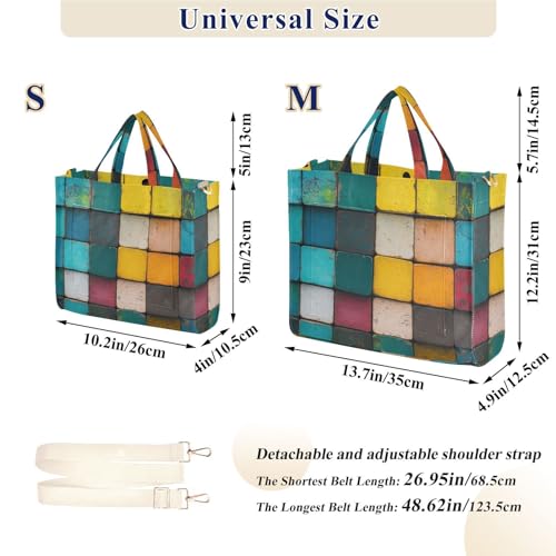 Bolso tote de pana para mujer con diseño colorido en bloques - Bolso cruzado grande y elegante de pana para uso diario miniatura 4