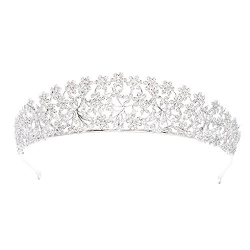 Tiara real de zirconia cúbica y diadema de novia de flores para baile