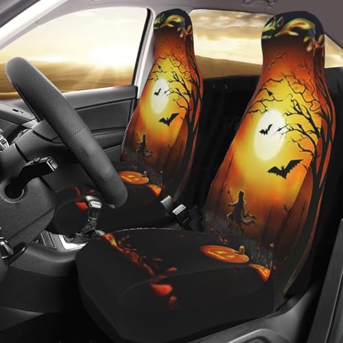Housse de siège avant de voiture Halloween : lot de 2 protections universelles