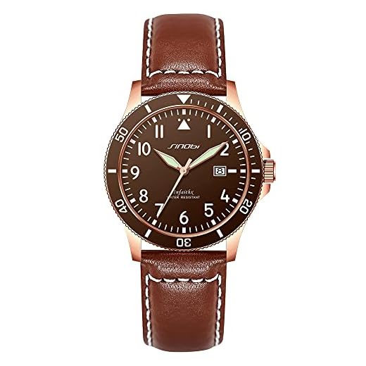 SHENGKE SINOBI Relojes Casuales para Hombre Relojes de Pulsera Luminosos para Hombres con Calendario Fecha Reloj de Lectura fácil Resistente al Agua para Hombres (Brown)