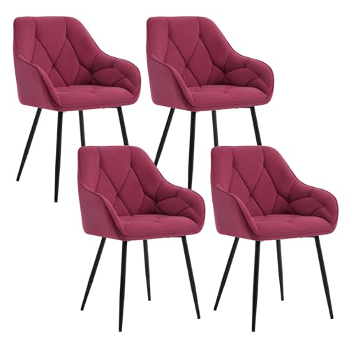WOLTU Lot de 4 Chaises de Salle à Manger, Chaises de Cuisine Rembourrées avec Dossier, Accoudoirs, Pieds en Métal, pour Salon, Bureau, Coiffeuse, en...
