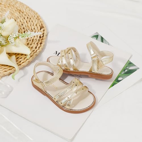 Image of PHIRAMIN Toddler Girl Sandals - Flower Girl Dress Shoes Open Toe Little Kid Flats