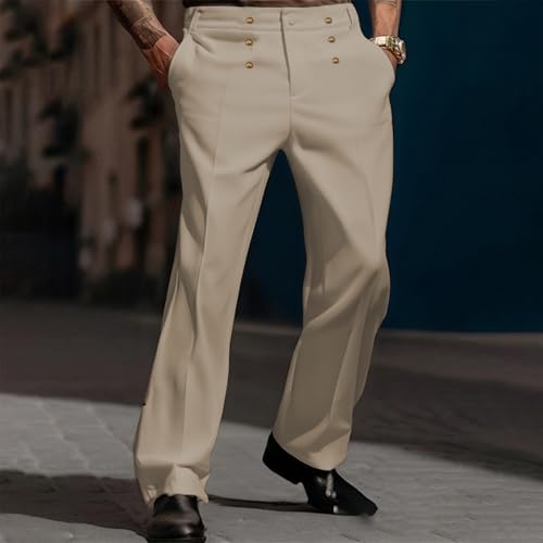 Mens Solid Color Business Casual Straight Suit Pants Pants Sock3