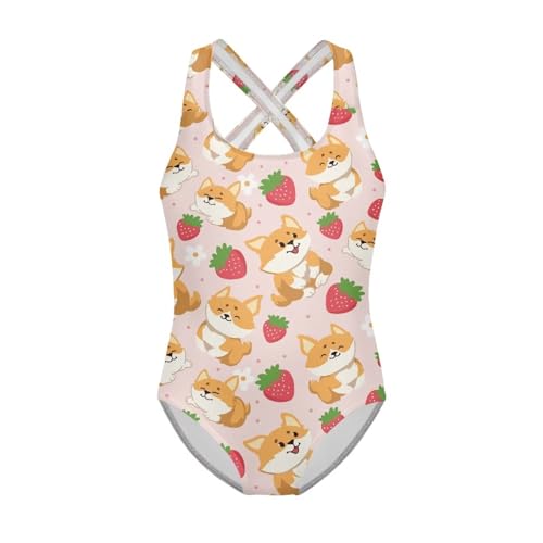 Image of Kid One Piece Swimsuit with Cross Back Girls Summer Sleeveles Swimwear for 5-14 Years