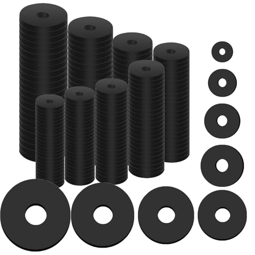 SUpoetry 160 Piezas Arandelas de Goma, J-untas de G-oma, J-untas de G-oma Planas, Diámetro 10/10,5/12/16/18/20/25/30 mm Juego de Juntas Planas Junta Plana de Goma Impermeable Resistente al Desgaste