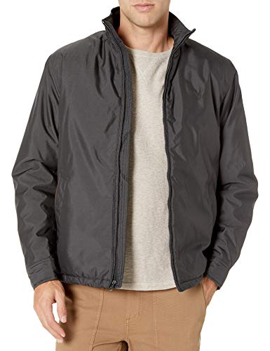 Chaps Men's Classic Fit Full-Zip Microfiber Jacket, Navy Grey, S