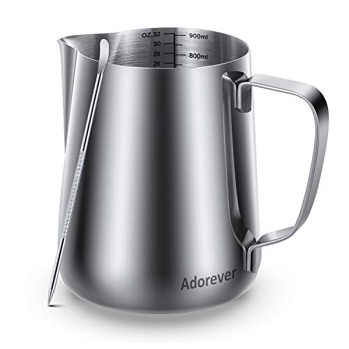 Milk Frothing Pitcher 900ml/32oz Steaming Pitchers Stainless Steel Milk Coffee Cappuccino Latte Art