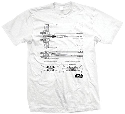 Star Wars X Wing Fighter Camiseta Manga Corta, Blanco, XL para Hombre