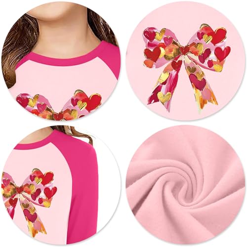 Image of Girls Valentine Shirts for Kids Valentines Heart Graphic Tshirts Casual Long Sleeve Shirts Love Heart Tee