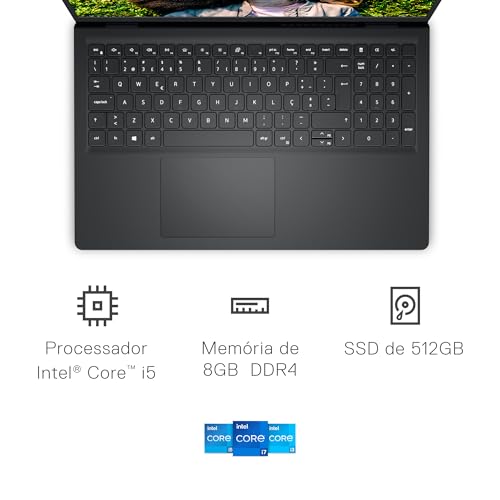 Notebook Dell Inspiron I15-I120K-U25P 15.6" Full HD 12ª Geração Intel Core i5 8GB 512GB SSD Linux Preto - Imagem 2