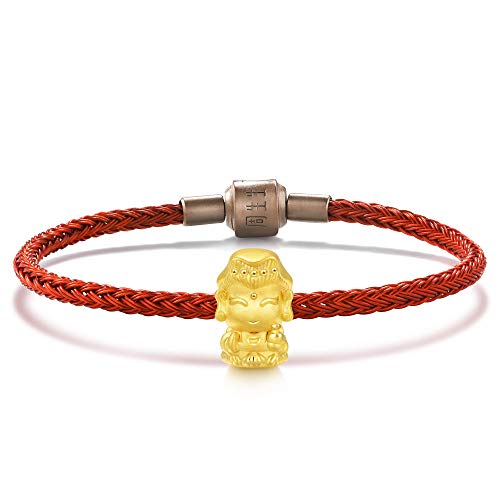 CHOW SANG SANG 999 24K Solid Gold Guan Yin Blessing Charm Bracelet for Women 88262C