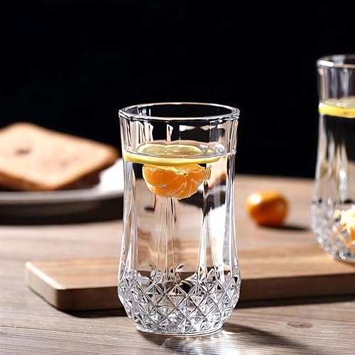 Image of Water Glass, Juice Glasses Set of 6, 300ML, Drinking Glasses Set for Juice, Water, Cocktail, Soda, Mojito, Beer, Wine, Ideal for Home, Hotel, bar, Restaurant, Cafe (Crystal RAJWADI)