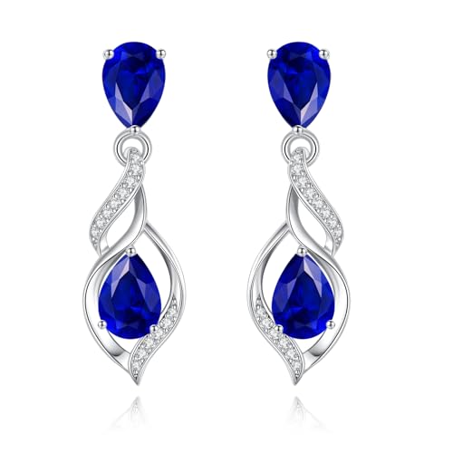 FANCIME Gift for Women Birthstone Earrings for Her Teardrop Birthstone Earrings S925 Sterling Silver infinity Love Birthday Gifts for Mom Women