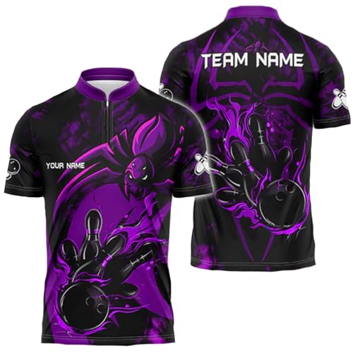 Spider Bowling Custom Bowling Uniforms, Men Quarter Zip Bowling Team Jerseys, Bowling Shirts Unisex, Mens Bowling Shirts, Custom Bowling Jersey Gift for Bowler Black4