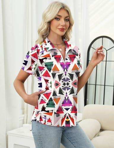 Image of LOMON Womens Golf Polo Shirts Summer Short Sleeve 1 /4 Zip Tops Moisture Wicking Casual Tennis Activewear with Pockets