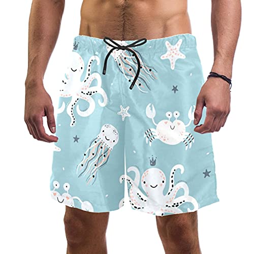 Short de bain pour homme multicolore taille S avec motif pieuvre méduse