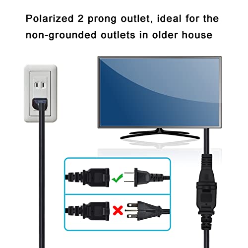 Image of 2 Prong Extension Cord 5 Feet US Male and Female Power Cord for NEMA 1-15P to NEMA 1-15R Short Extension Cord (1, Black 5ft)