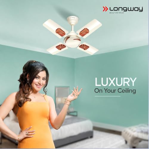 Image of LONGWAY Creta P1 600 mm /24 inch Ultra High Speed 4 Blade Anti-Dust Decorative Star Rated Ceiling Fan (Ivory, Pack of 1)