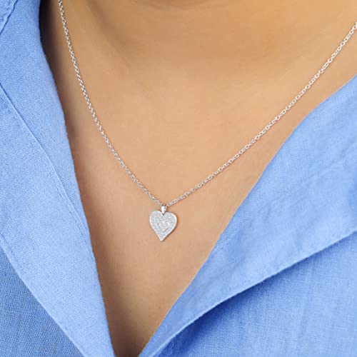 Elmas 1/5Ct Round White Natural Diamond 925 Sterling Silver Cluster Heart Pendant Necklace For Women #TOP2