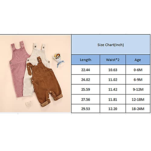 Tinxiea Toddler Baby Boy Girls Fall Suspender Overalls Solid Bib Corduroy Pants With Pockets One-Piece Winter Outfits (B-Brown, 0-6M) #TOP6
